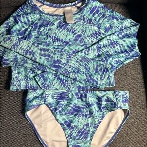 Zella Kids Blue and Green Swim Bikini Set